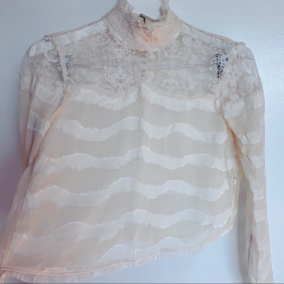 H&M Conscious Exclusive High Neck Blouse. Cream.4 - Picture 4 of 7